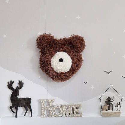Minky Brown Bear Head Wall Mount: Handmade Nursery Decor