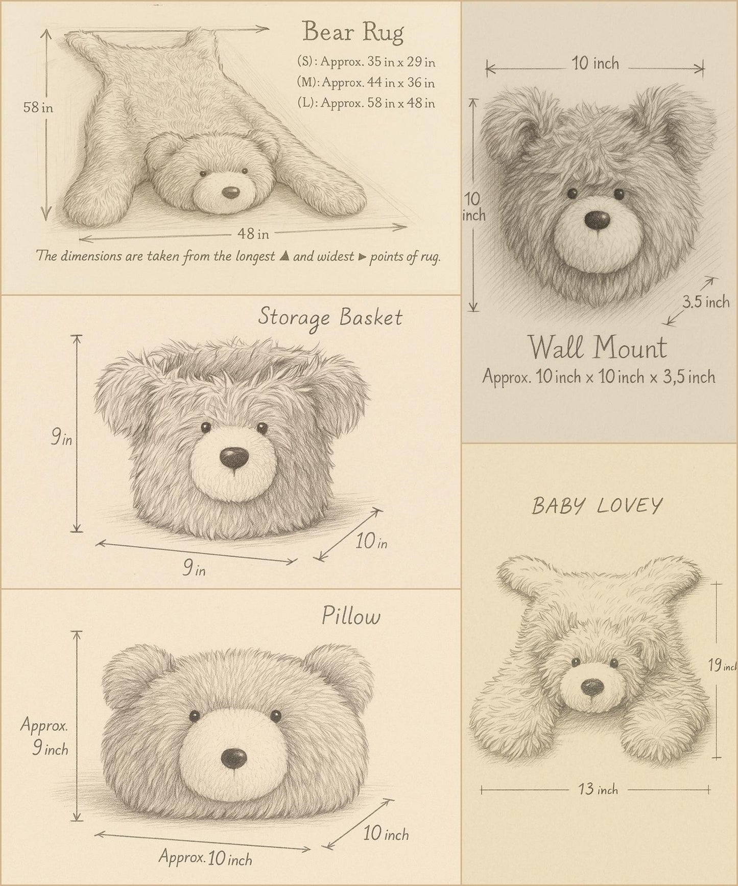 Personalized Beige Bear Rug: Fluffy Minky Nursery Decor