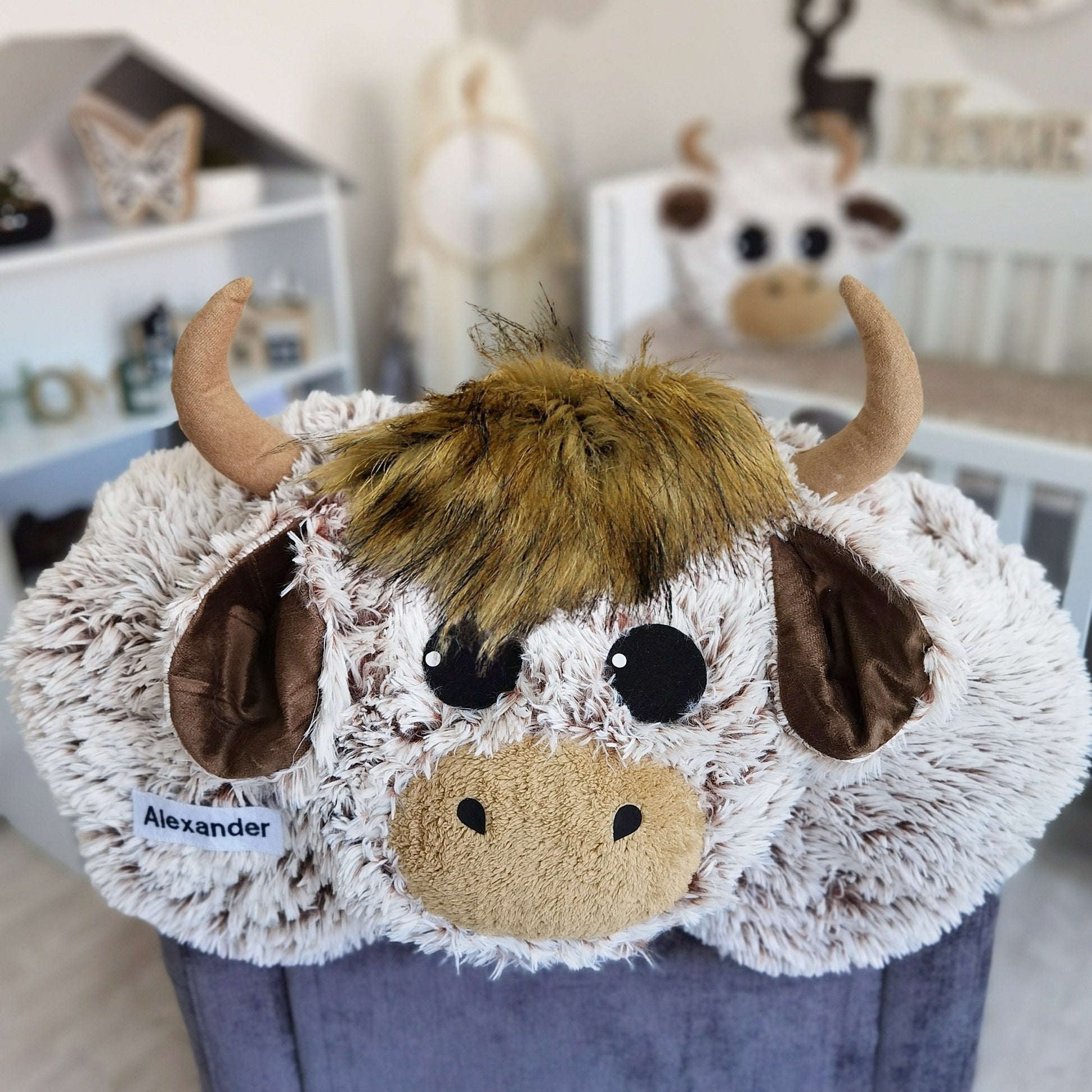 Handmade Highland Cow Nursery Rug: Plush Minky Playmat