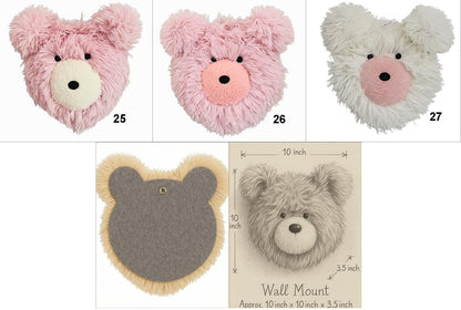 Handmade plush bear wall decor - woodland nursery animal head