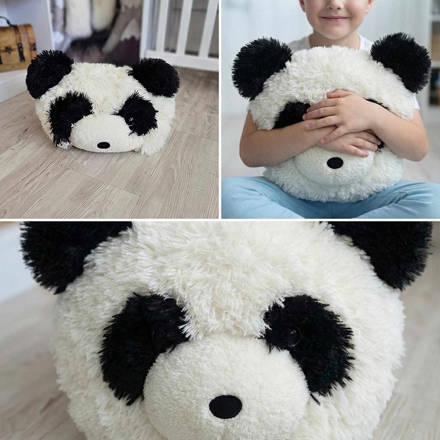 Handcrafted Panda Bear Pillow: Plush Nursery Decor