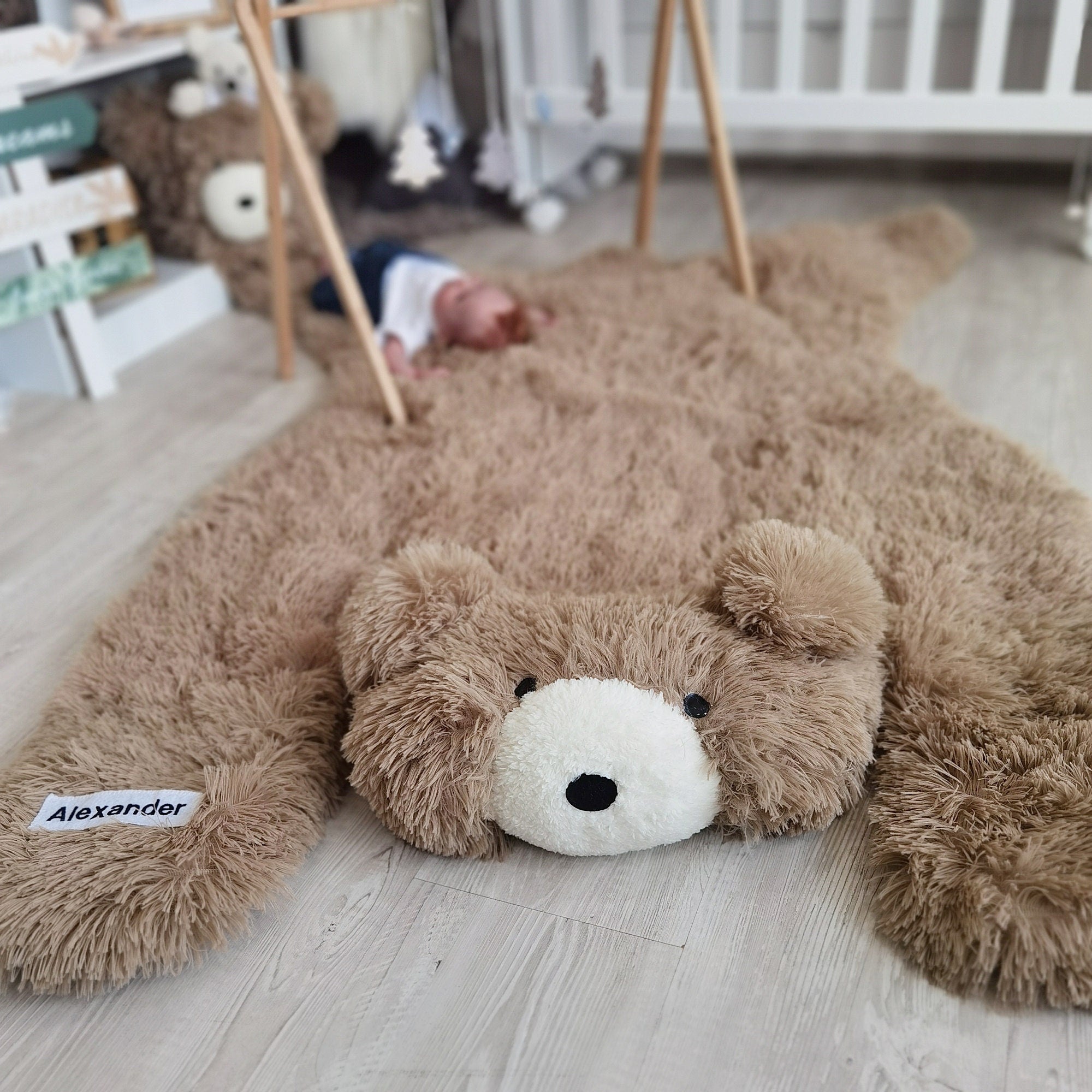 Warm Taupe Bear Rug Faux Fur