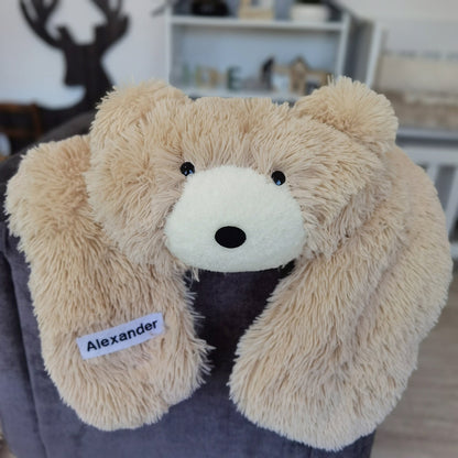 Handmade Beige Faux Fur Bear Rug: Woodland Nursery Decor