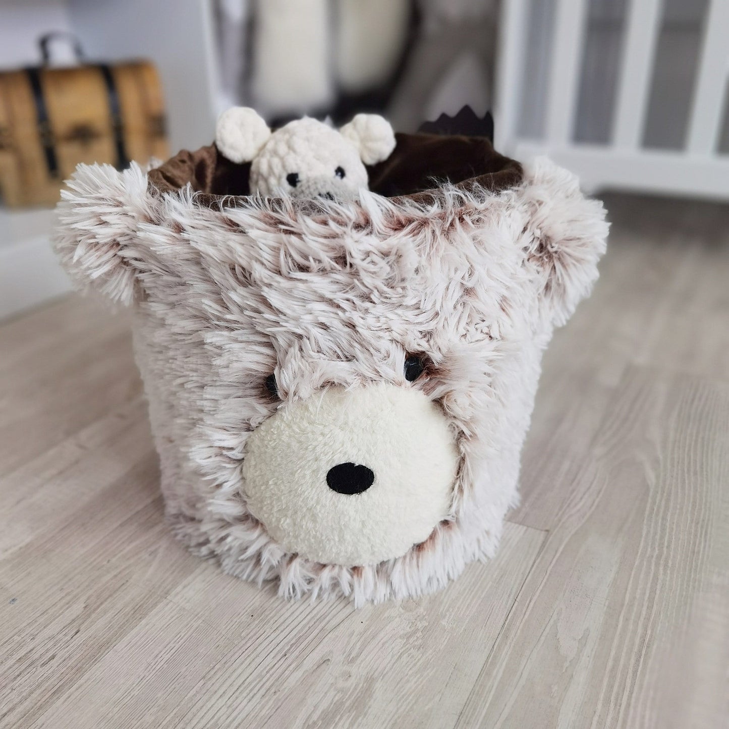 Personalized Fluffy Bear Rug: Frosted Cocoa Nursery Decor