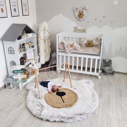 Personalized Fluffy Bear Rug: Woodland Nursery Baby Decor