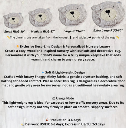 Gray Bear Rug Shaggy Fleece Round