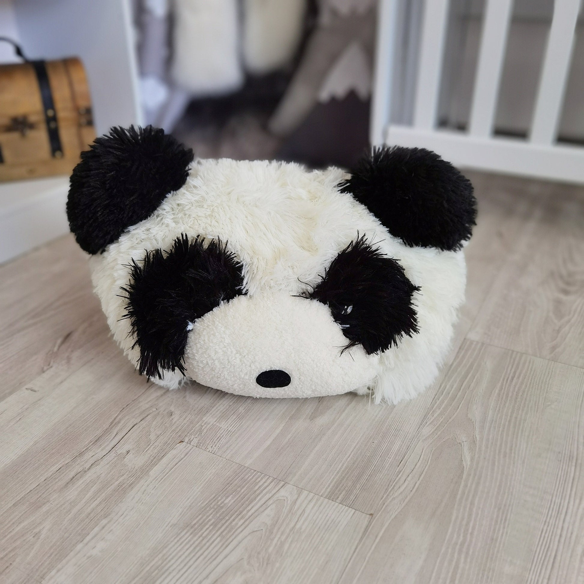 Handcrafted Panda Bear Pillow: Plush Nursery Decor
