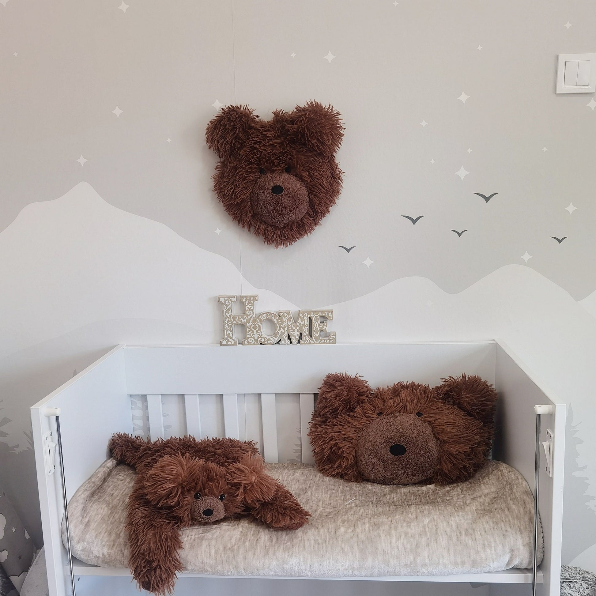 Personalized Bear Rug for Baby Boy Nursery - Soft Brown Plush Animal Play Mat