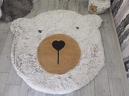 Personalized Fluffy Bear Rug: Woodland Nursery Baby Decor