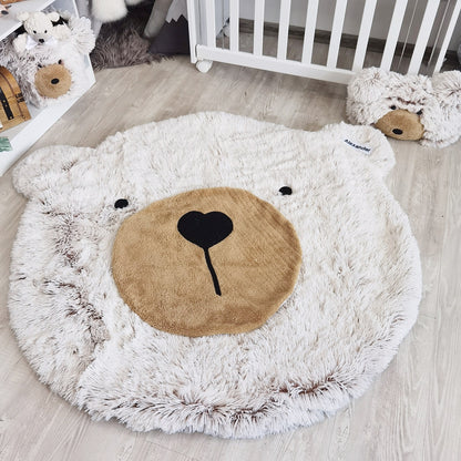 Personalized Fluffy Bear Rug: Woodland Nursery Baby Decor