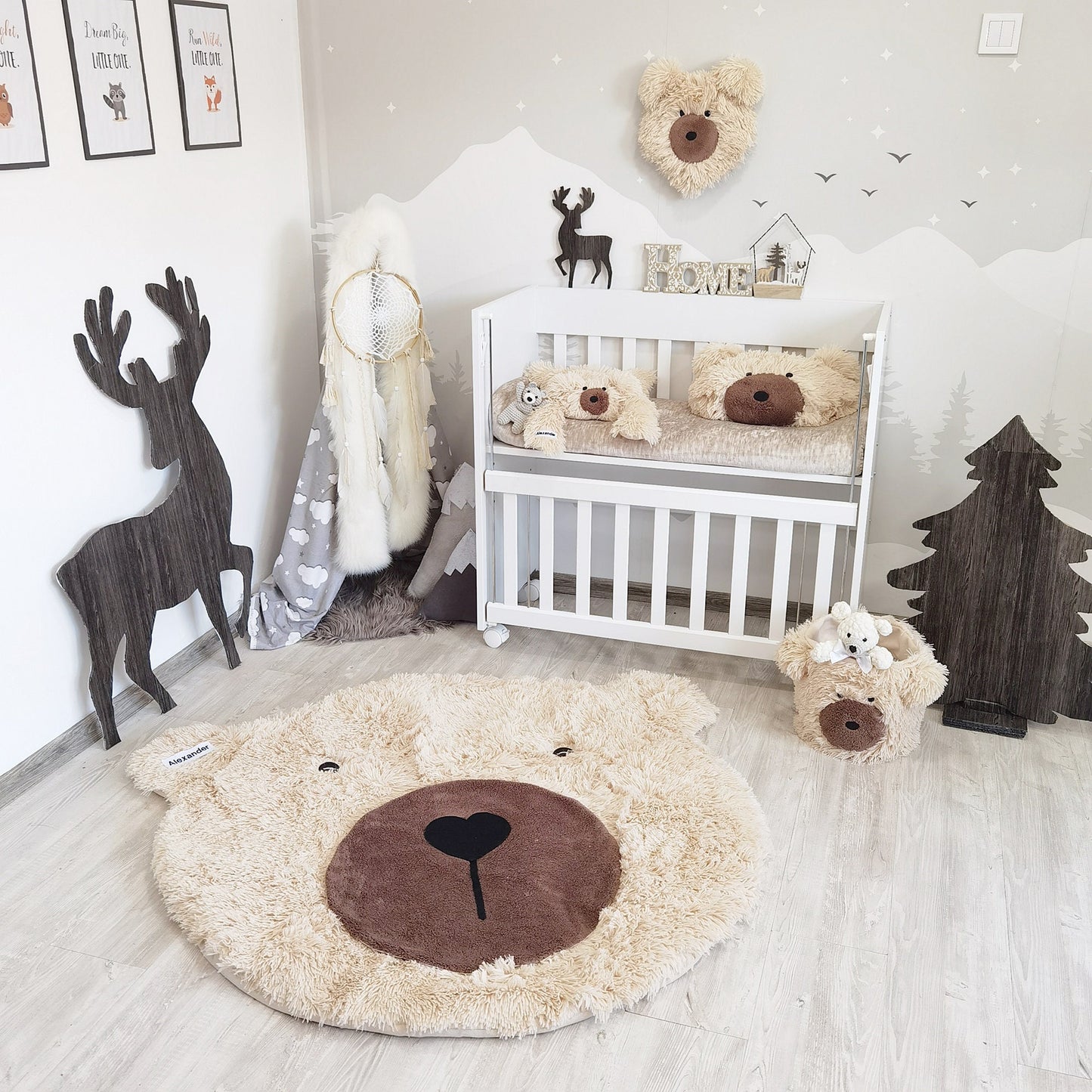 Woodland Bear Rug Beige Faux Fur - DECORLINA