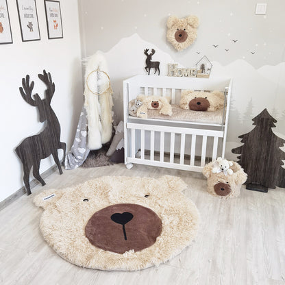 Woodland Bear Rug Beige Faux Fur - DECORLINA