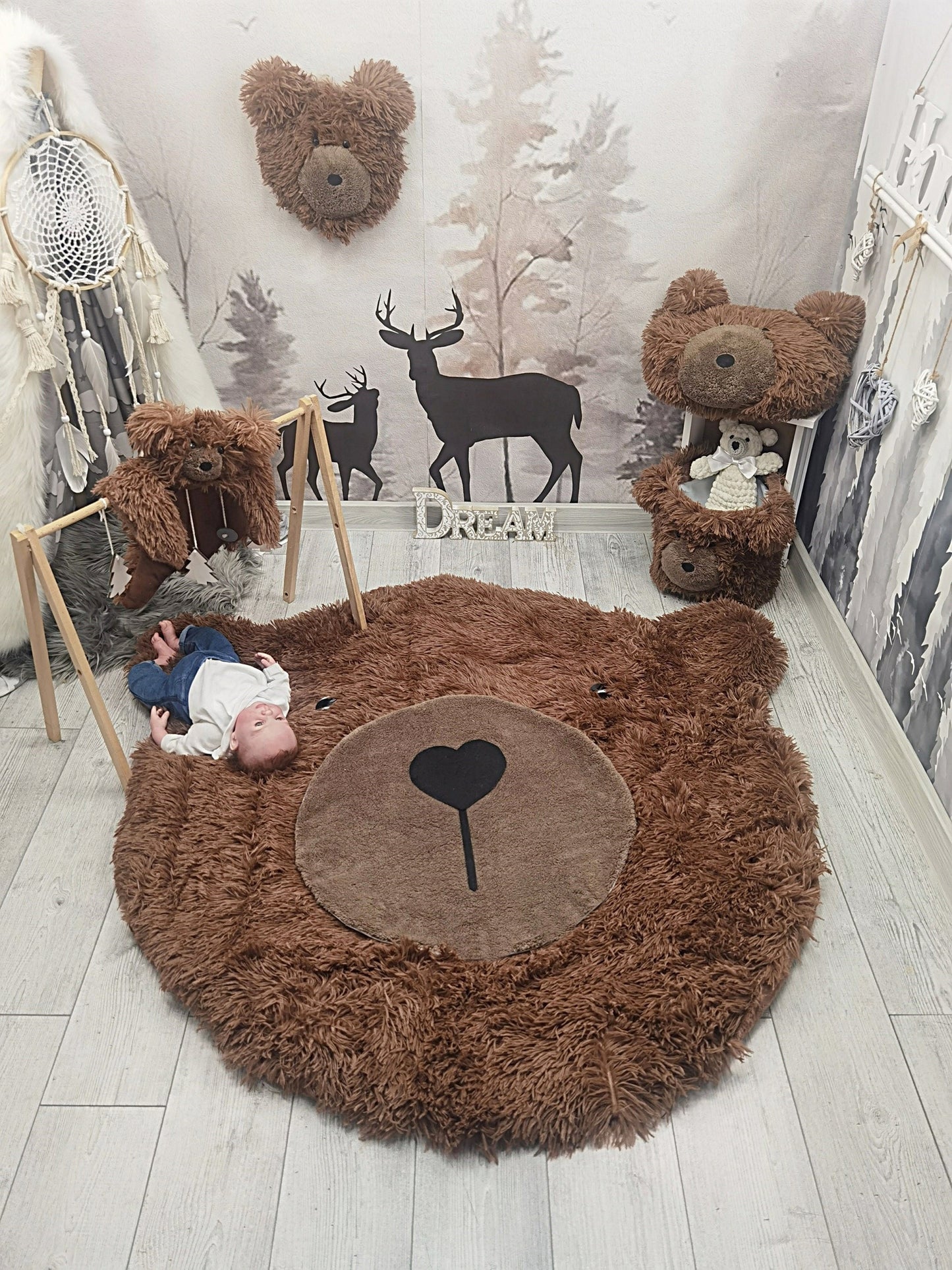 Brown Bear Rug Plush Woodland Personalized