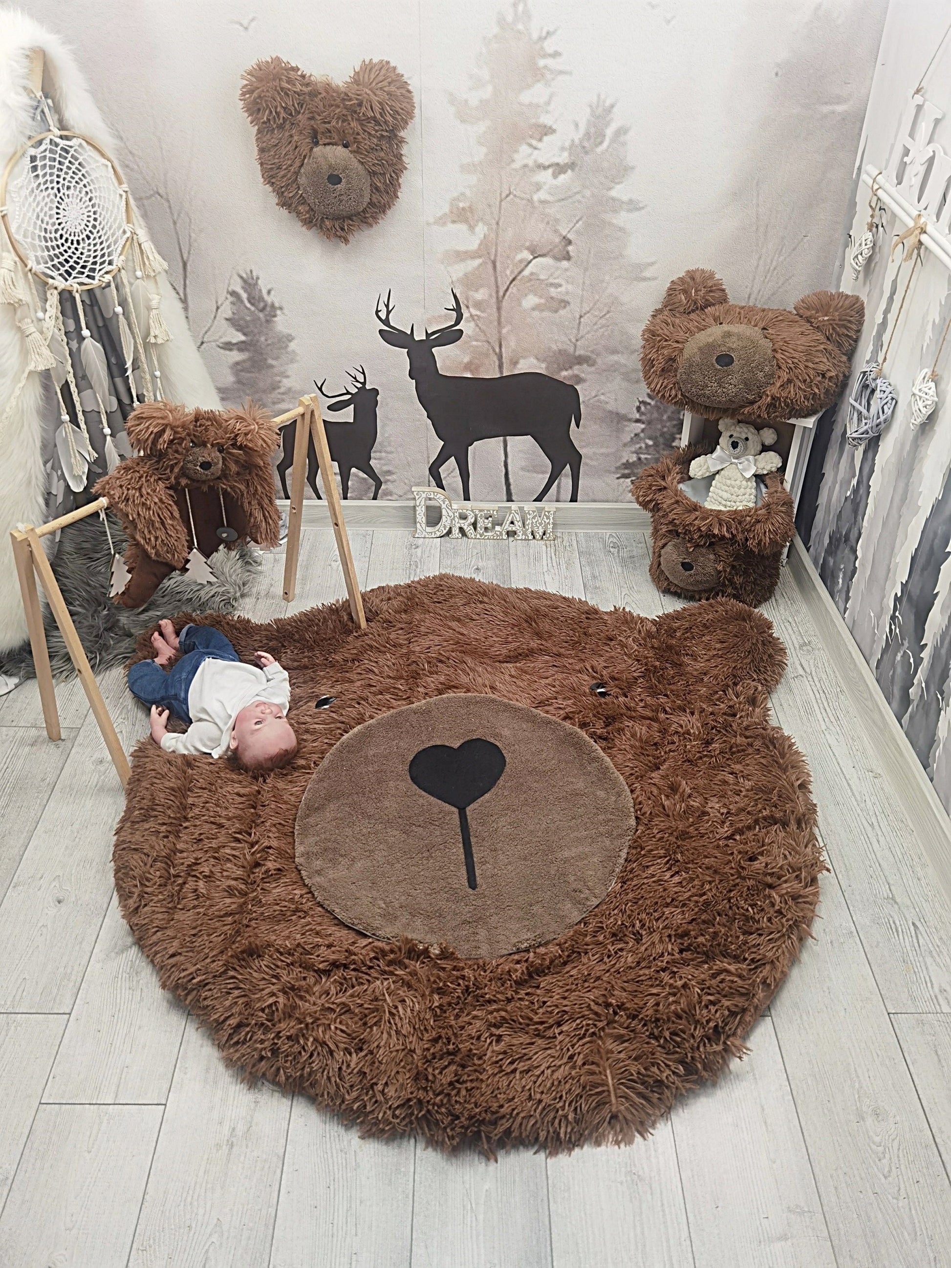 Brown Bear Rug Plush Woodland Personalized