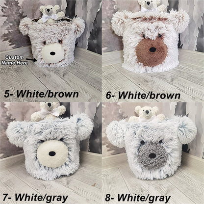 Bear Storage Basket Minky Personalized