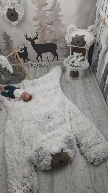 Personalized Bear Rug: Shaggy Minky Nursery Play Mat