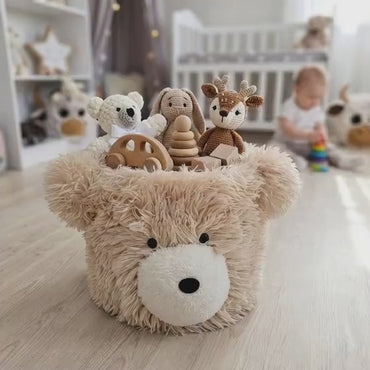 Bear Storage Basket Minky Woodland - DECORLINA