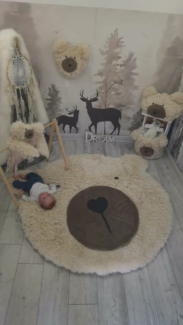 Woodland Bear Rug Beige Faux Fur - DECORLINA