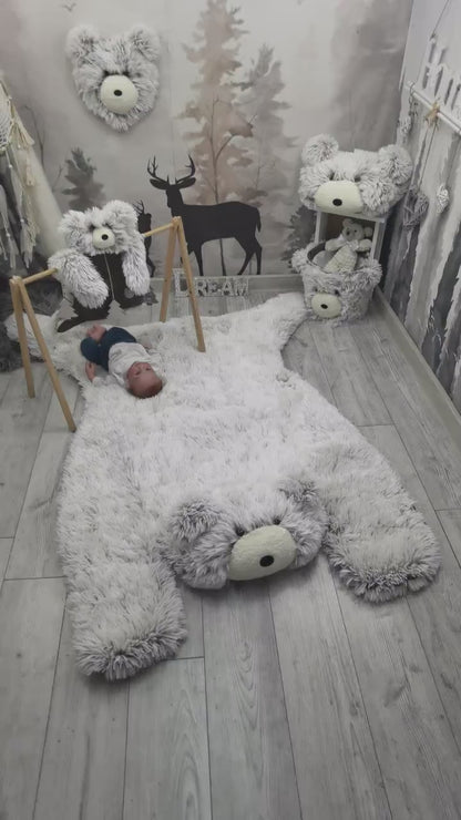 Woodland Bear Rug Personalized Baby Boy