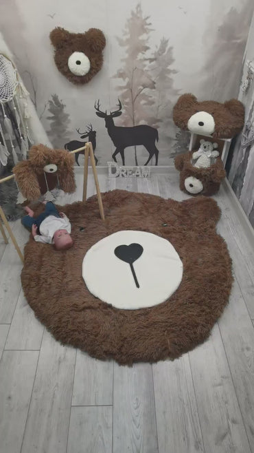 Minky Brown Bear Head Wall Mount: Handmade Nursery Decor
