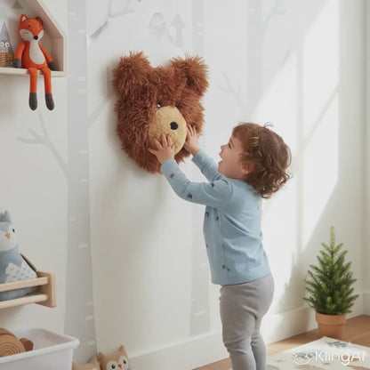 Handmade plush bear wall decor - woodland nursery animal head