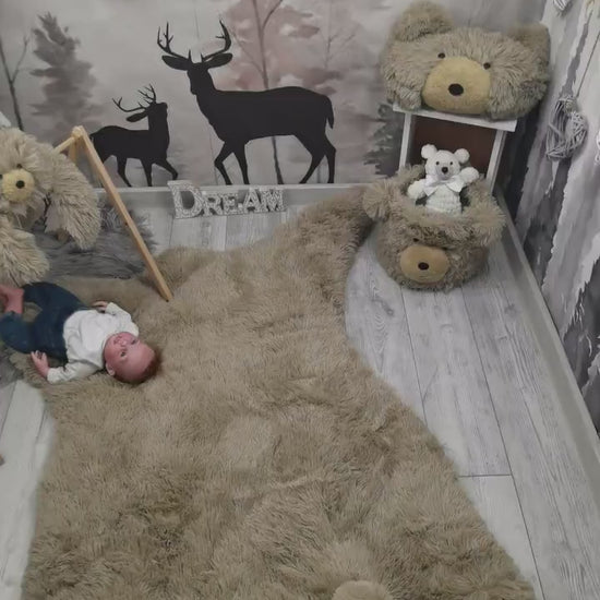 Bear Rug Woodland Baby Boy Personalized - video of the product