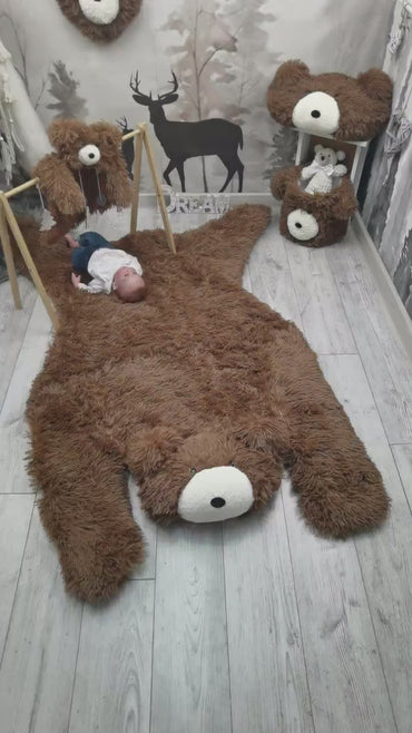 Brown Bear Rug Shaggy Minky Personalized