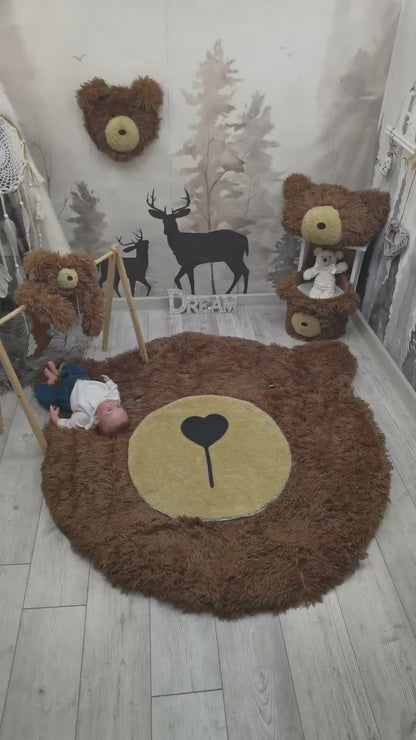 Woodland Bear Rug Nursery - Personalized Adventure Theme Baby Room Decor