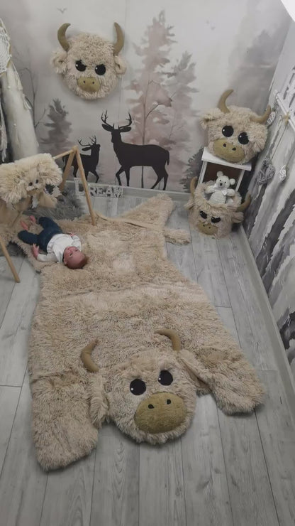 Highland Cow Nursery Basket: Farmhouse Baby Room Decor