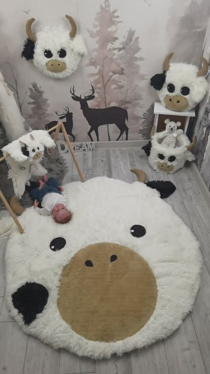 Highland Cow Rug Plush Farmhouse Decor