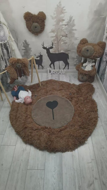 Brown Bear Rug Plush Woodland Personalized