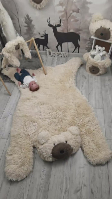Beige Bear Rug Personalized Minky