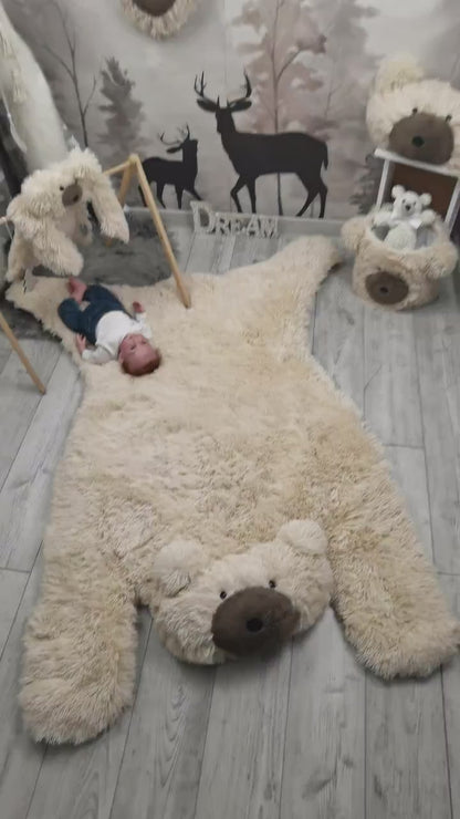 Beige Bear Rug Personalized Minky