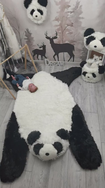 Panda Bear Rug Shaggy Minky Personalized