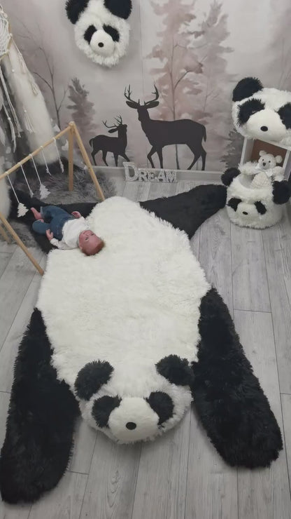 Panda Bear Rug Shaggy Minky Personalized
