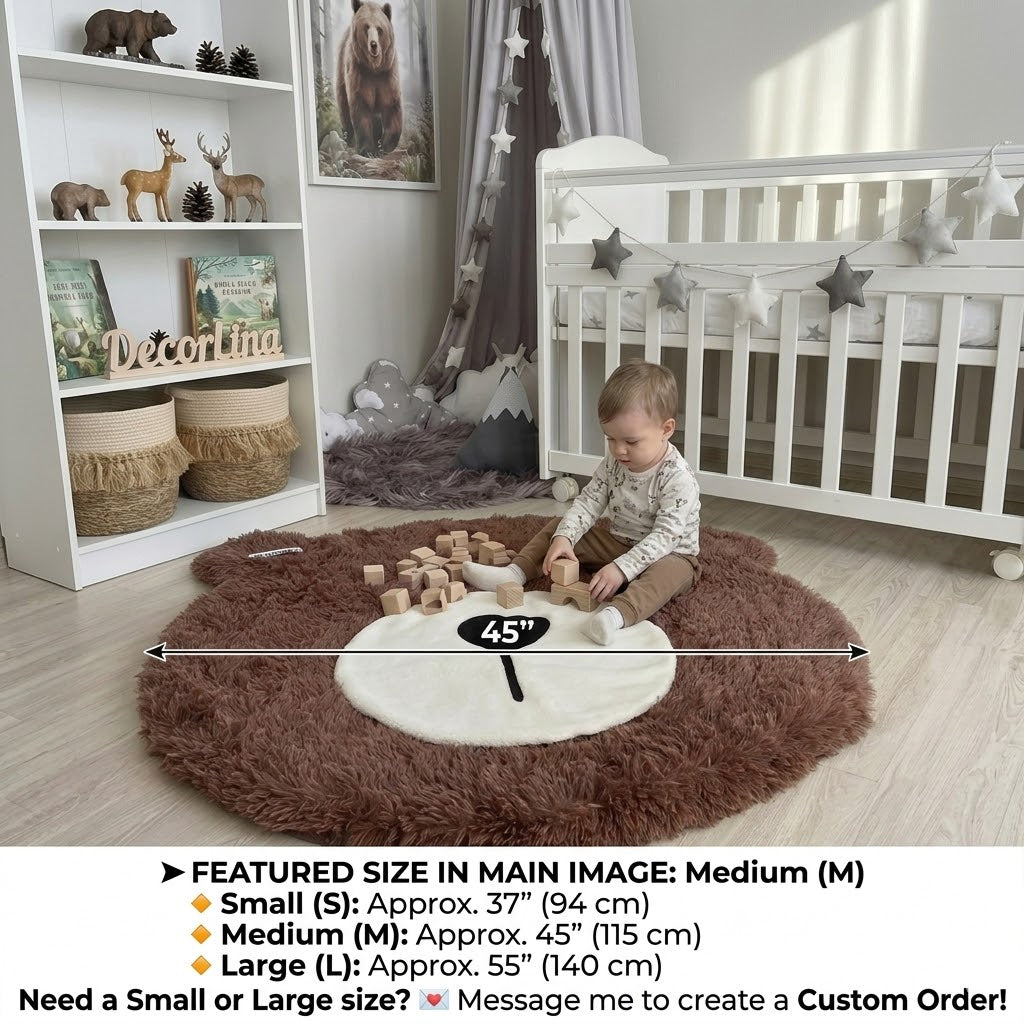 Minky Brown Bear Head Wall Mount: Handmade Nursery Decor